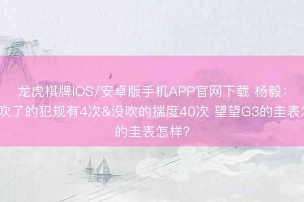 龙虎棋牌IOS/安卓版手机APP官网下载 杨毅：哈滕吹了的犯规有4次&没吹的揣度40次 望望G3的圭表怎样？
