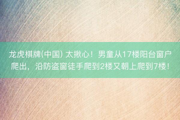 龙虎棋牌(中国) 太揪心！男童从17楼阳台窗户爬出，沿防盗窗