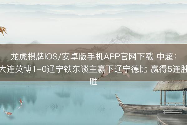 龙虎棋牌IOS/安卓版手机APP官网下载 中超：大连英博1-0辽宁铁东谈主赢下辽宁德比 赢得5连胜