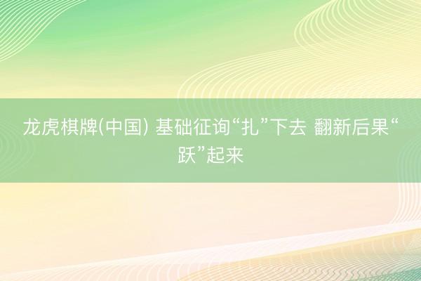龙虎棋牌(中国) 基础征询“扎”下去 翻新后果“跃”起来