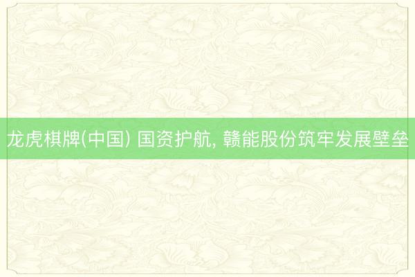 龙虎棋牌(中国) 国资护航， 赣能股份筑牢发展壁垒